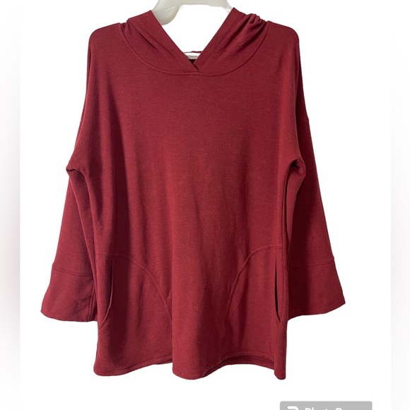 Soft surroundings Extra Soft Pullover Hooded 3/4 SL Sweater With Pockets Size PS - Picture 2 of 10